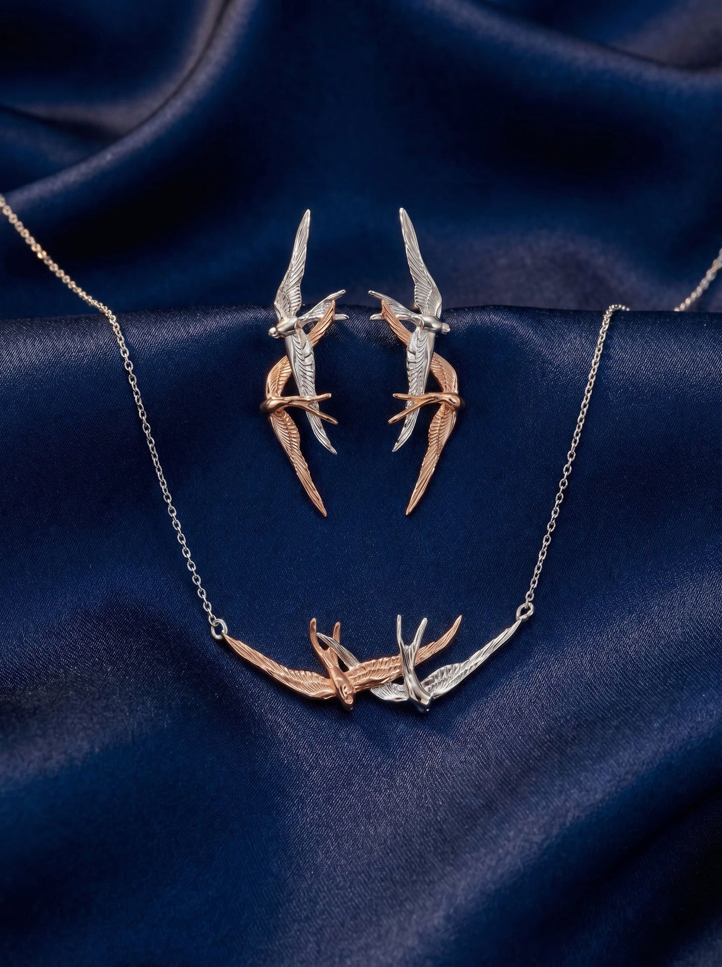 Swallow Flight Necklace – Sterling Silver, Rose Gold, or 14k Gold‑Plated