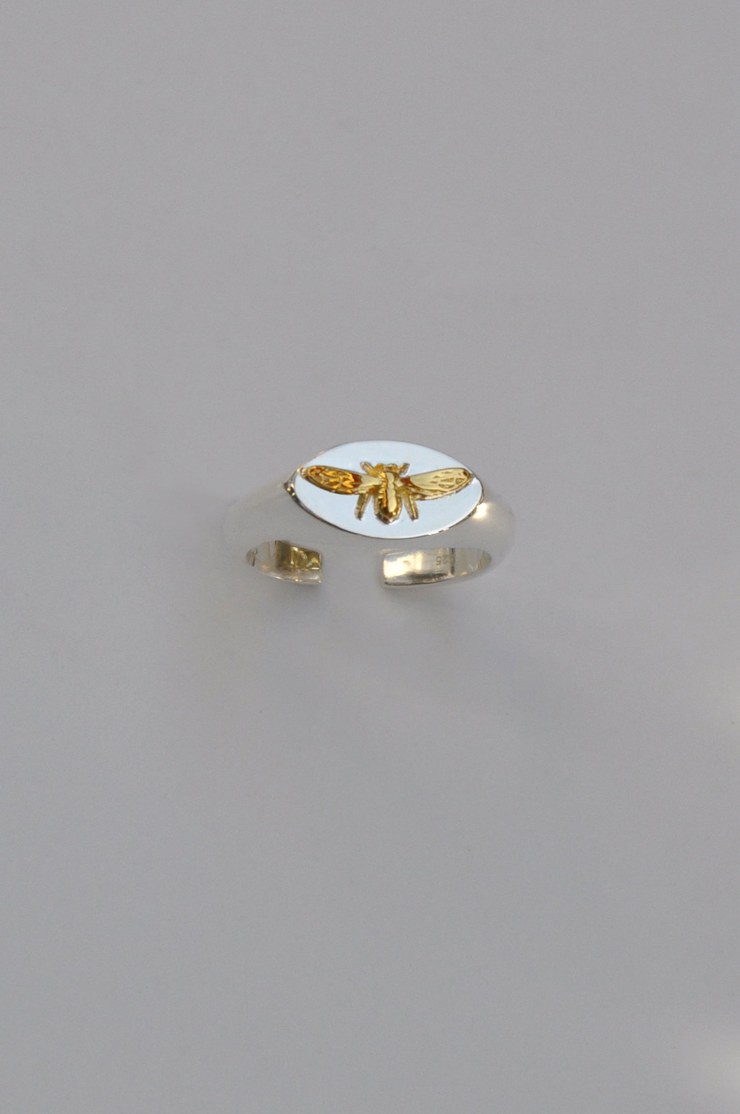 Virgo Bee Signet Ring | Sterling Silver & Gold Plated
