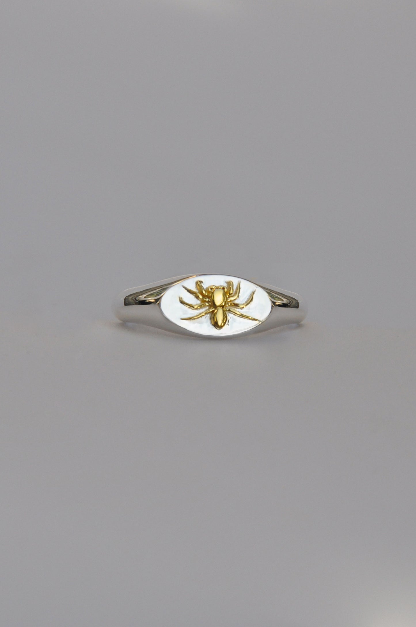 Sagittarius Jumping Spider Signet Ring | Sterling Silver & Gold Plated