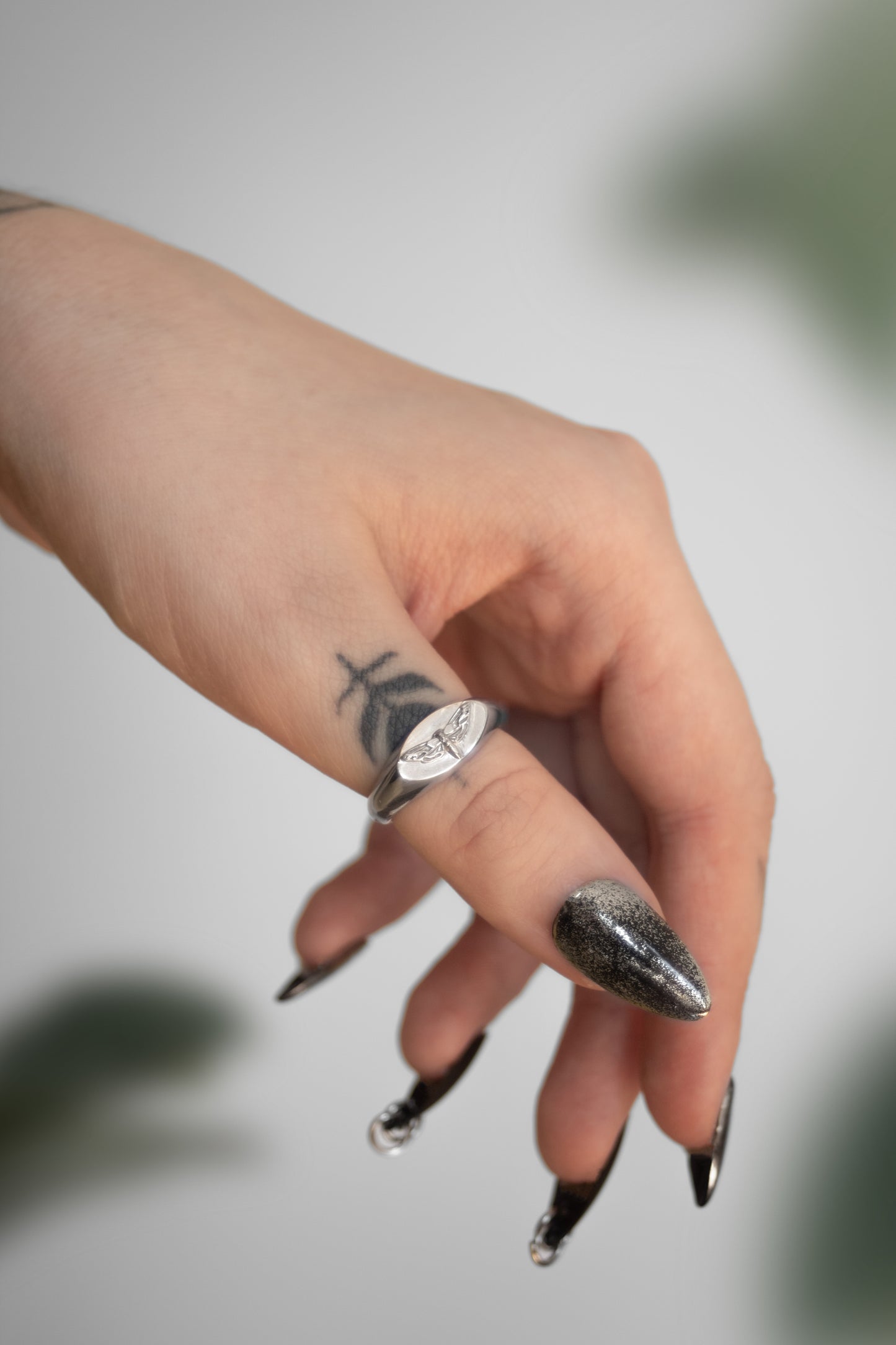 Ghostly Silkmoth Signet Ring