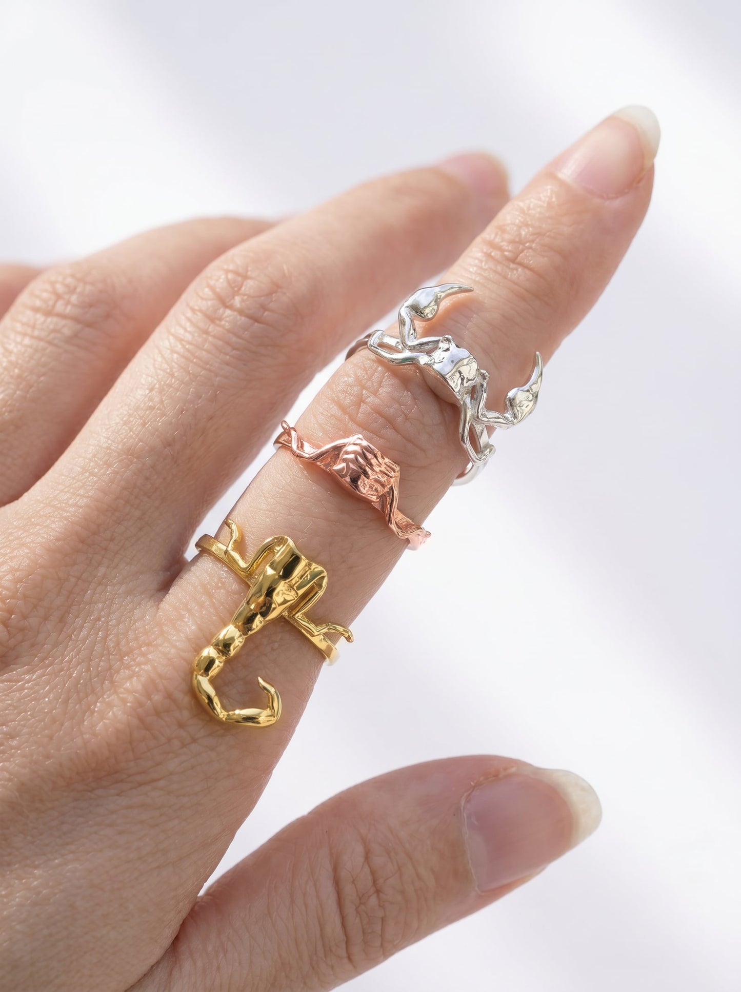 Scorpion Stacking Rings: 3‑Ring Modular Exoskeleton Set - Ring