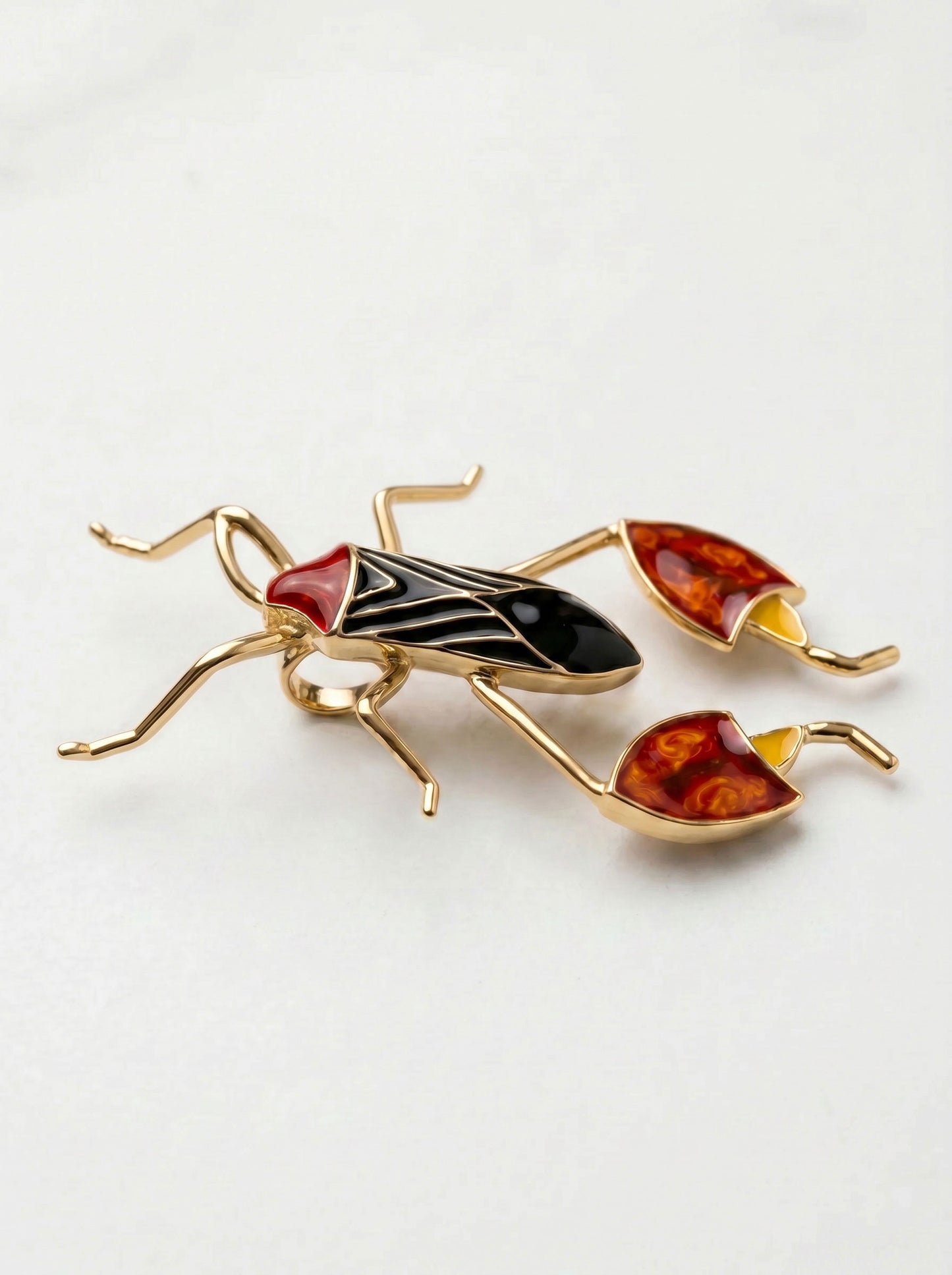 Leaf‑Footed Bug Pendant – Enamel Finish | Nature‑Inspired Sculptural Jewelry - Pendant