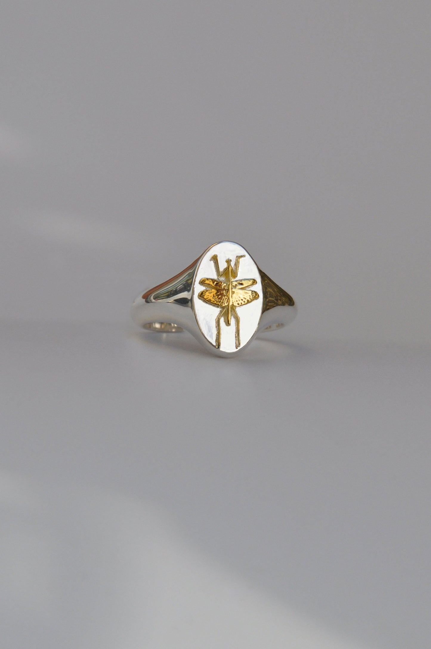 Scorpio Mantis Signet Ring | Sterling Silver & Gold Plated