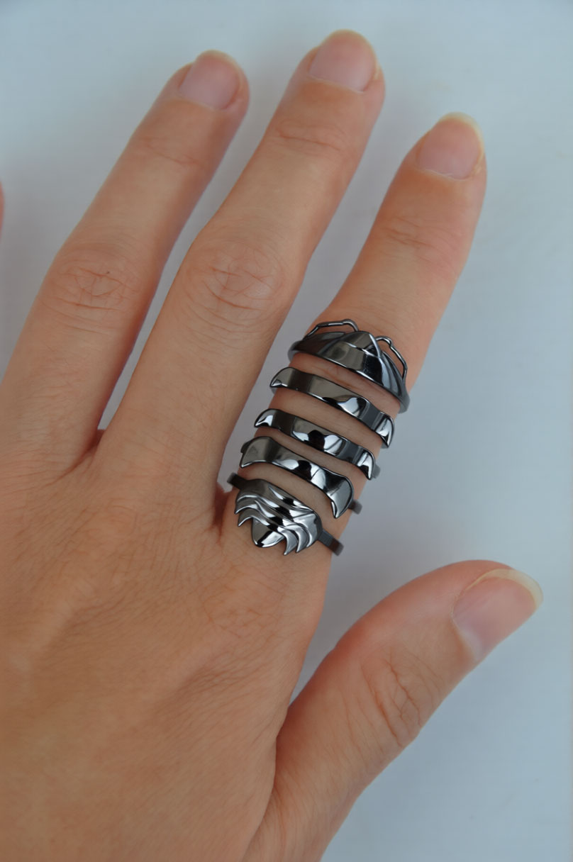 Rainbow Isopod Stacking Rings | Sterling Silver Insect Jewelry by Anna Reikher