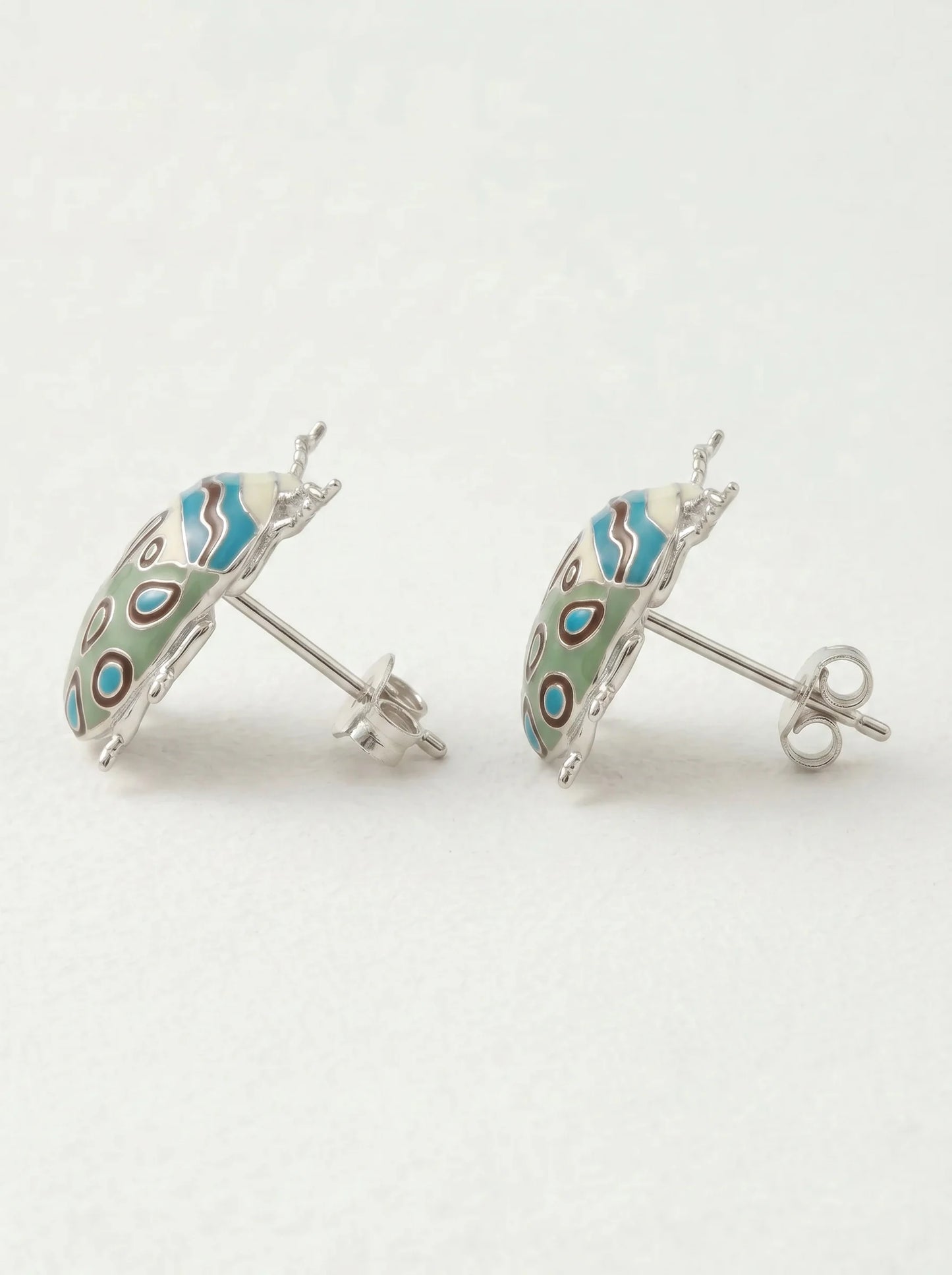 Picasso Bug Earrings — Sterling Silver + Enamel or Rhodium‑Plated + Enamel