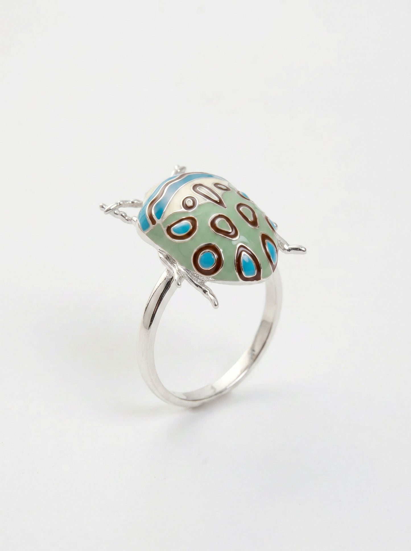 Picasso Bug Ring — Sterling Silver + Enamel or Rhodium‑Plated + Enamel