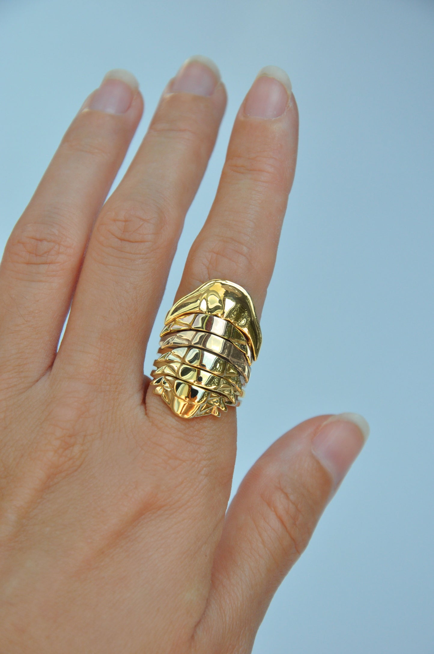 14k gold-plated trilobite stacking ring – prehistoric ring design inspired by ancient creatures.