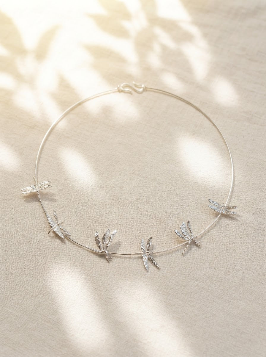 Dragonfly Orbit Necklace — Silver, Gold, Rose Gold & Rhodium Finishes