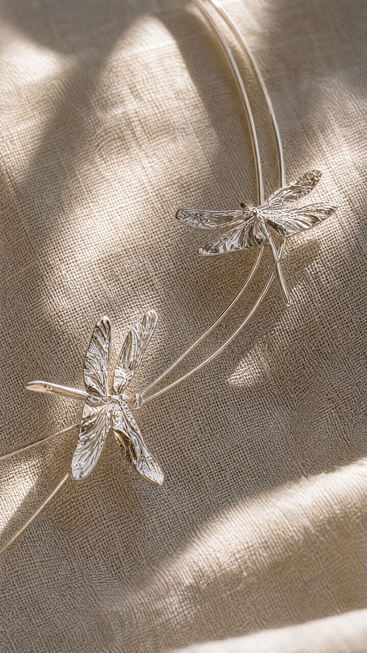 Dragonfly Flight Necklace — Sculptural Multi‑Wire Nature Jewelry in Sterling Silver or Gold