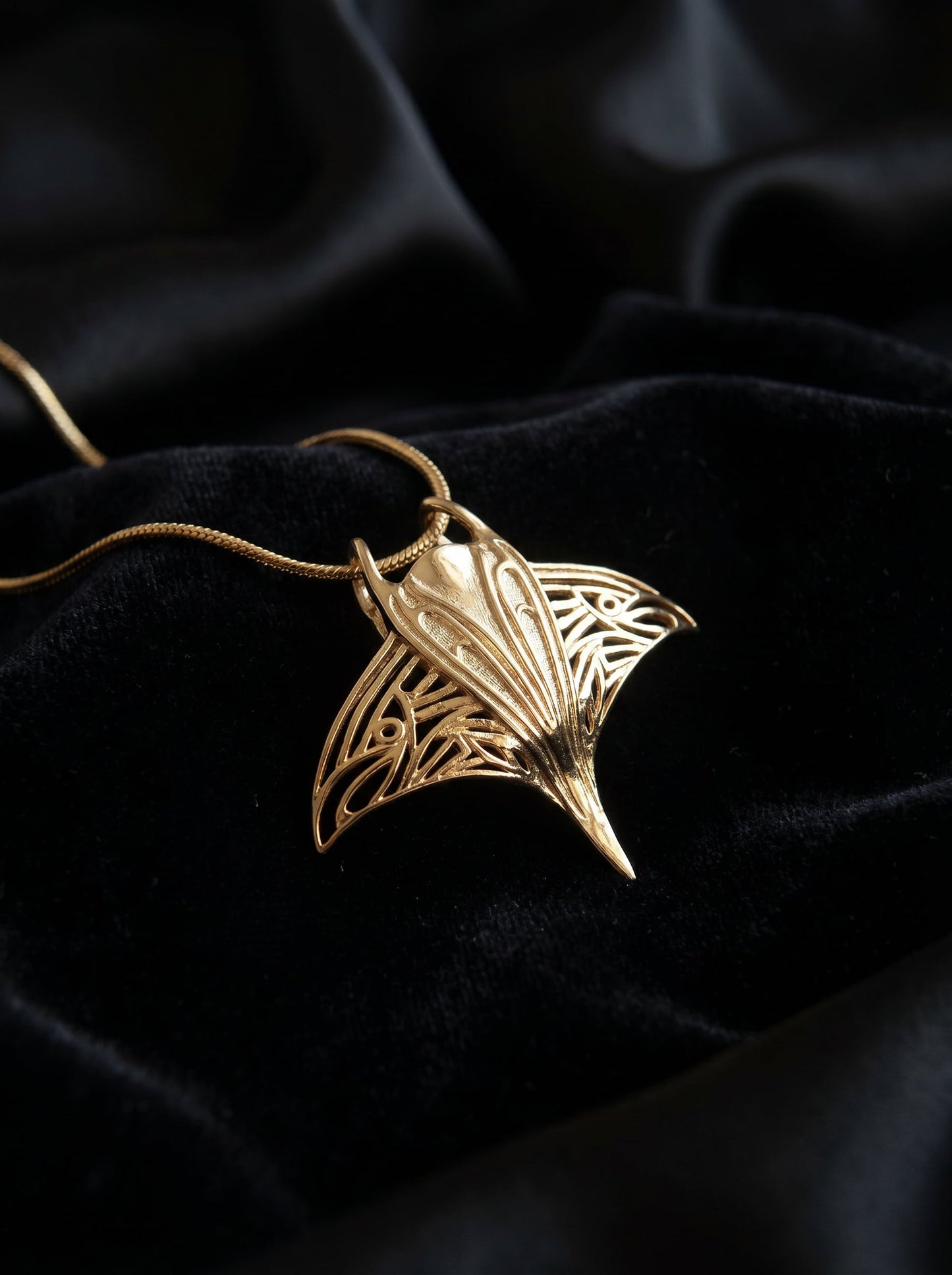 Manta Ray Pendant Necklace | Sterling Silver Marine Life Jewelry by Anna Reikher