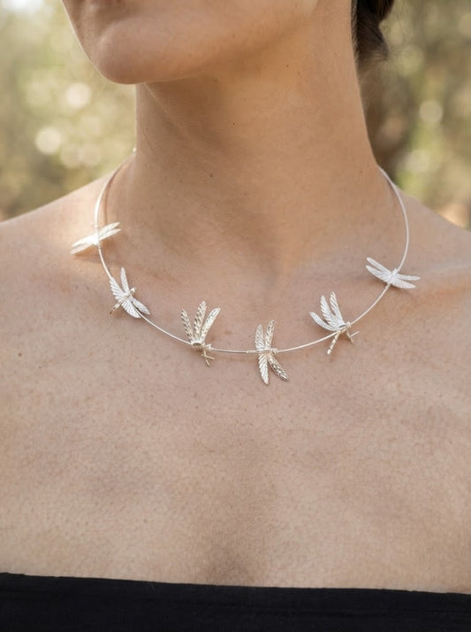 Dragonfly Orbit Necklace — Silver, Gold, Rose Gold & Rhodium Finishes