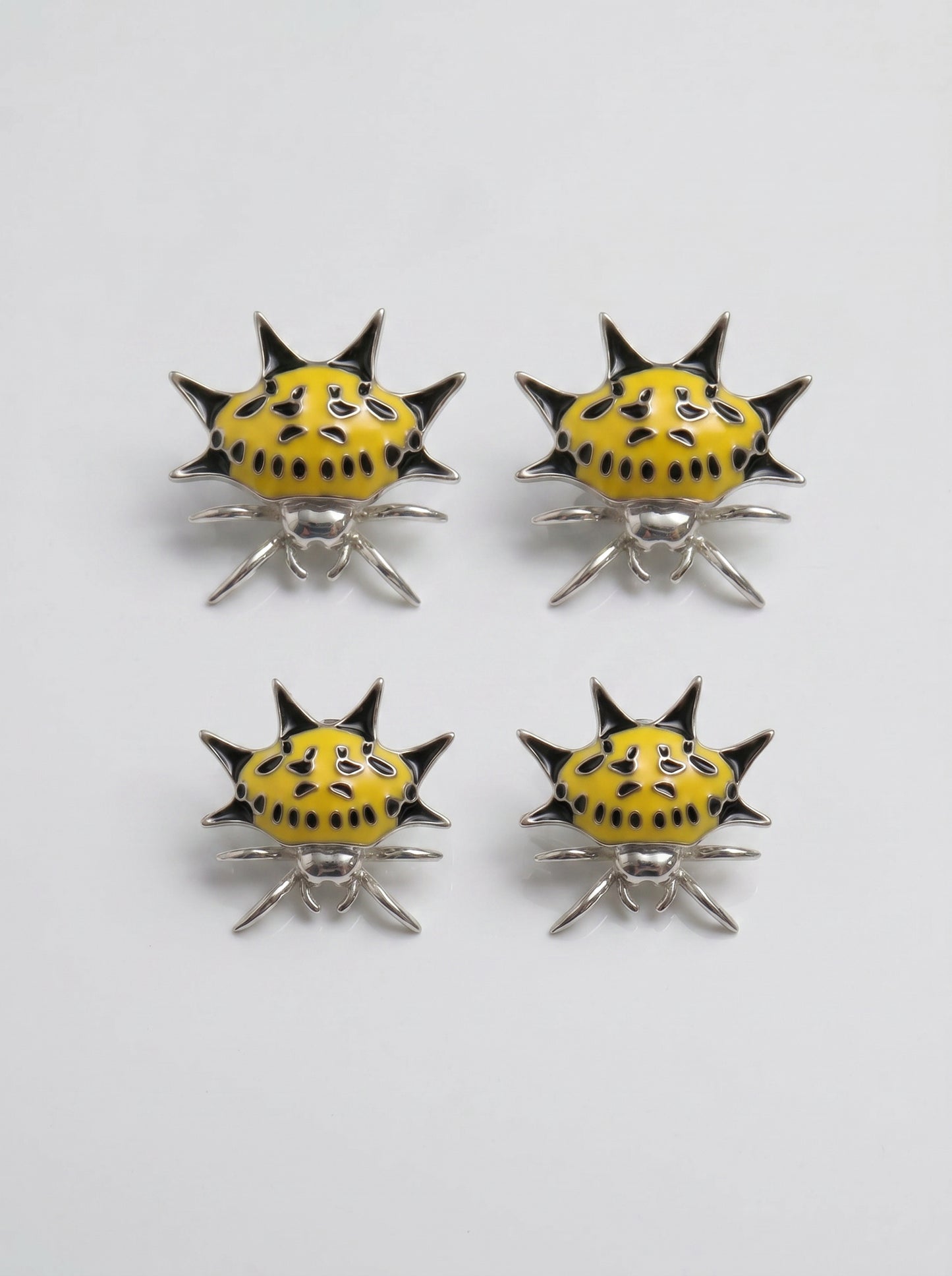 Spiny Orb‑Weaver Stud Earrings — Yellow & Black Edition