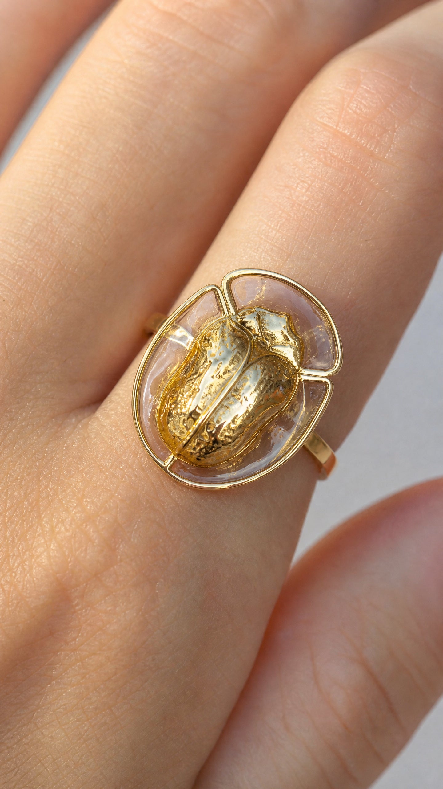 Tortoise Beetle Ring — Plique‑à‑Jour Enamel in Sterling Silver or 14k Gold‑Plated