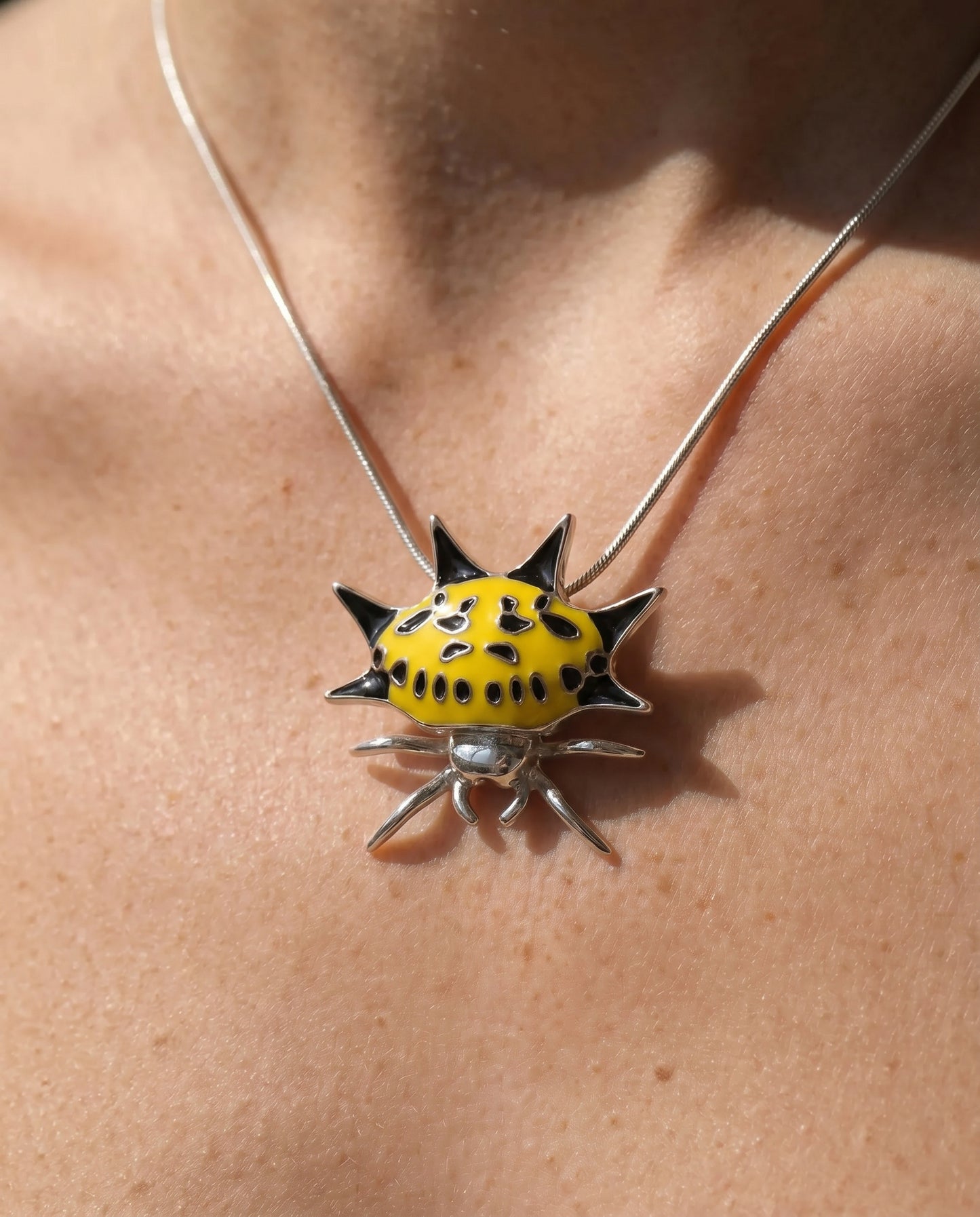 Spiny Orb‑Weaver Pendant — Yellow & Black Edition