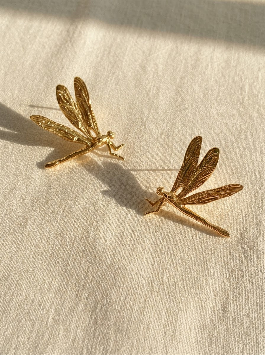 Dragonfly Duet Earrings — Silver, Gold, Rose Gold & Rhodium Finishes