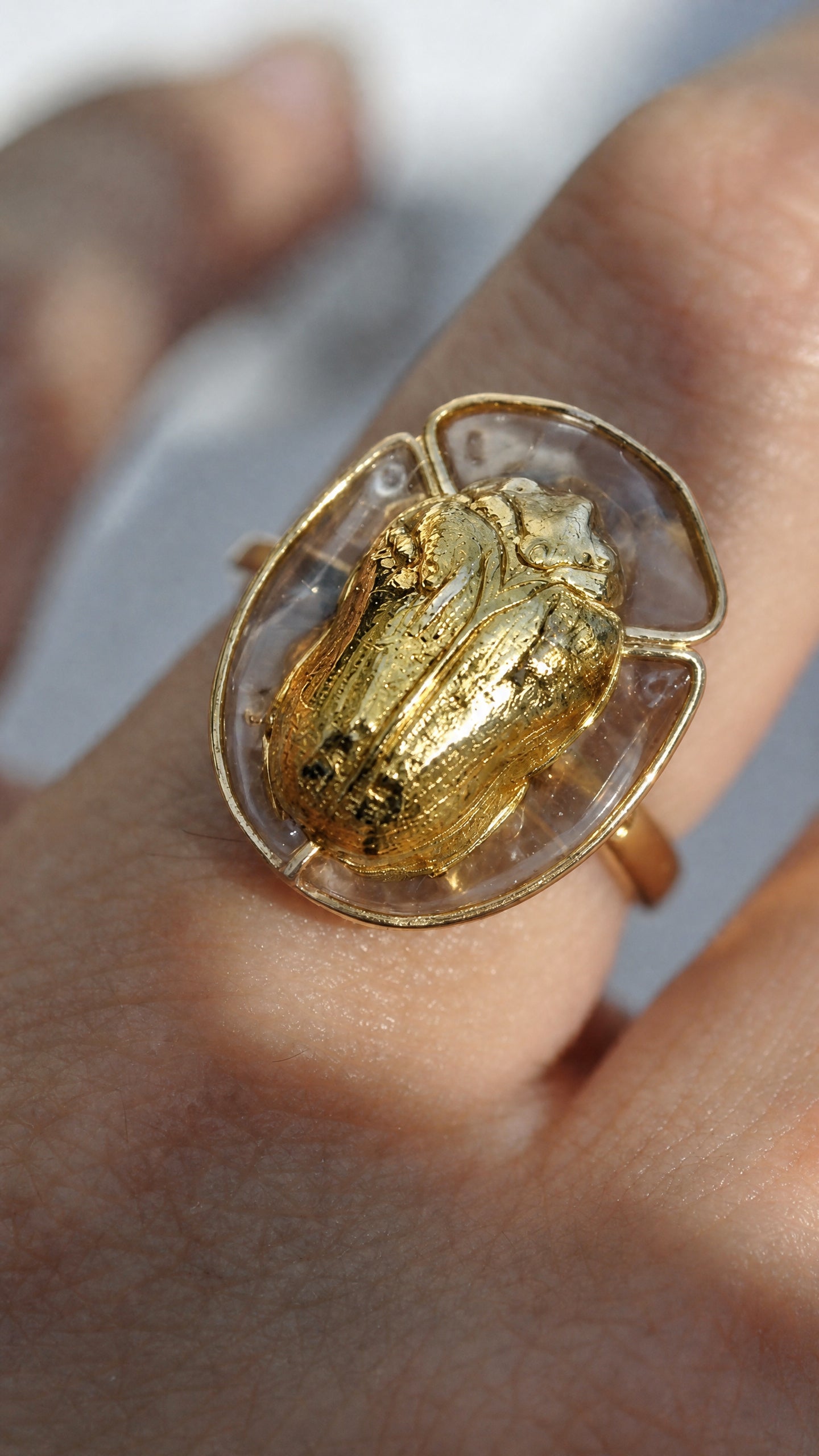 Tortoise Beetle Ring — Plique‑à‑Jour Enamel in Sterling Silver or 14k Gold‑Plated