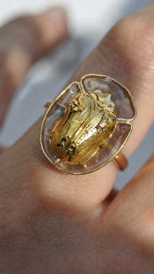 Tortoise Beetle Ring — Plique‑à‑Jour Enamel in Sterling Silver or 14k Gold‑Plated