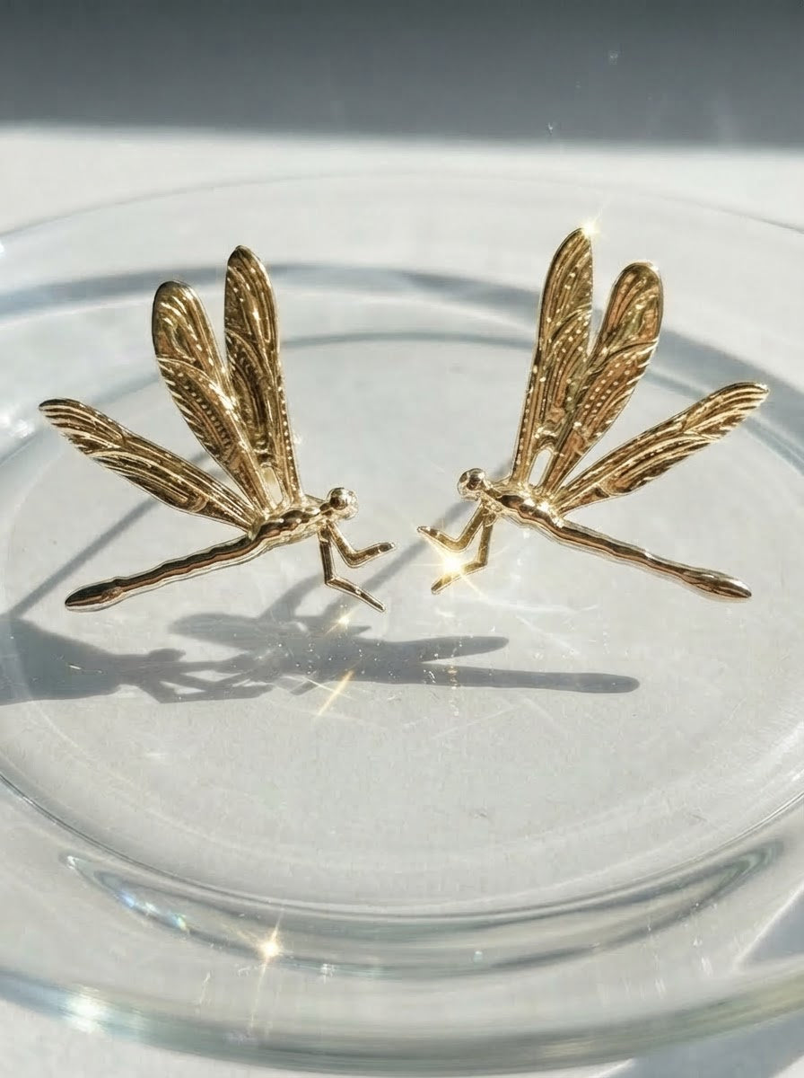 Dragonfly Duet Earrings — Silver, Gold, Rose Gold & Rhodium Finishes