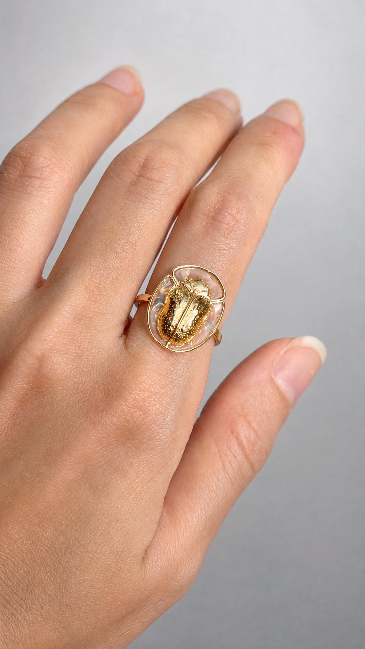 Tortoise Beetle Ring — Plique‑à‑Jour Enamel in Sterling Silver or 14k Gold‑Plated