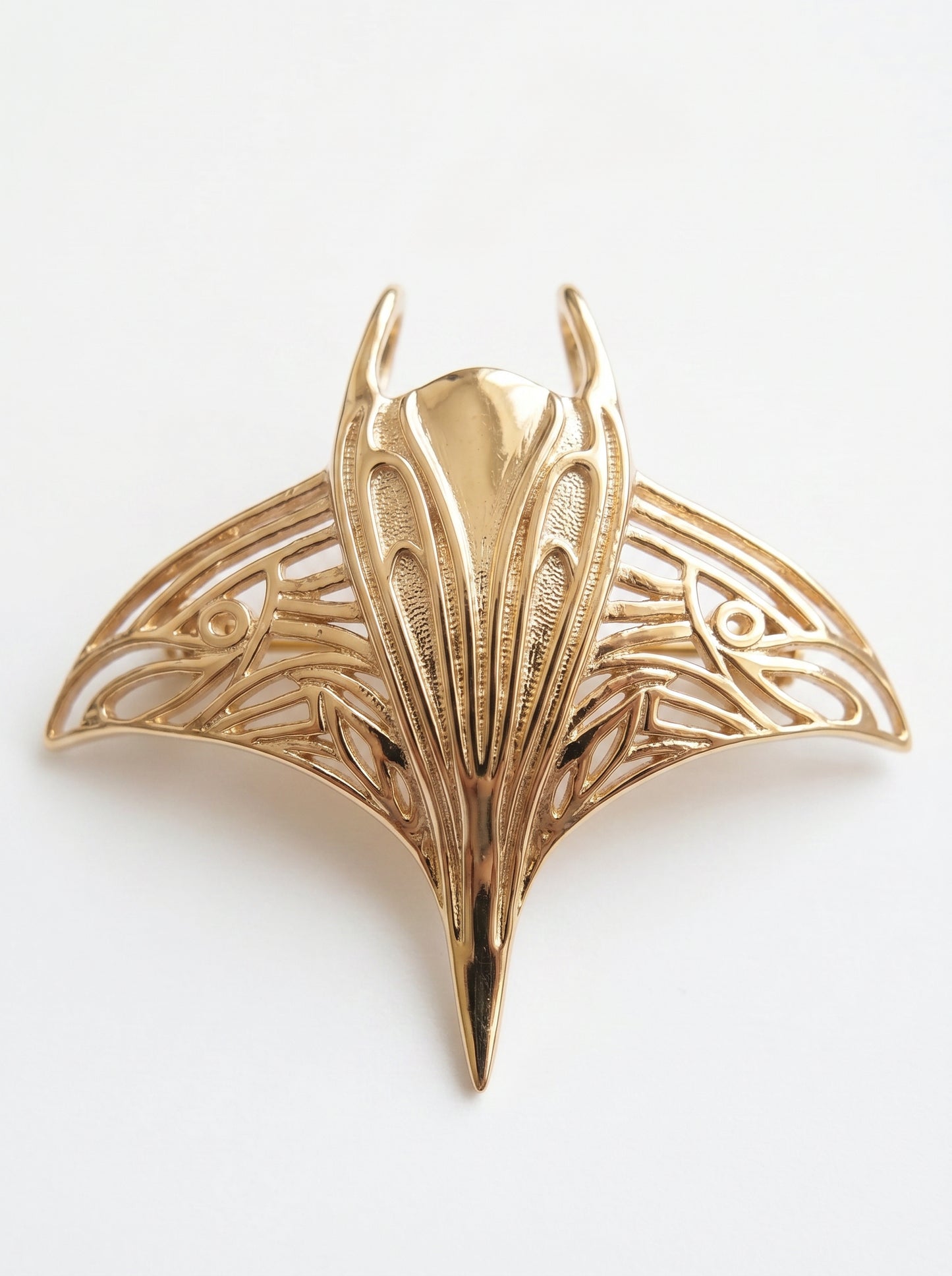 Manta Ray Brooch | Sculptural Marine Life Jewelry by Anna Reikher