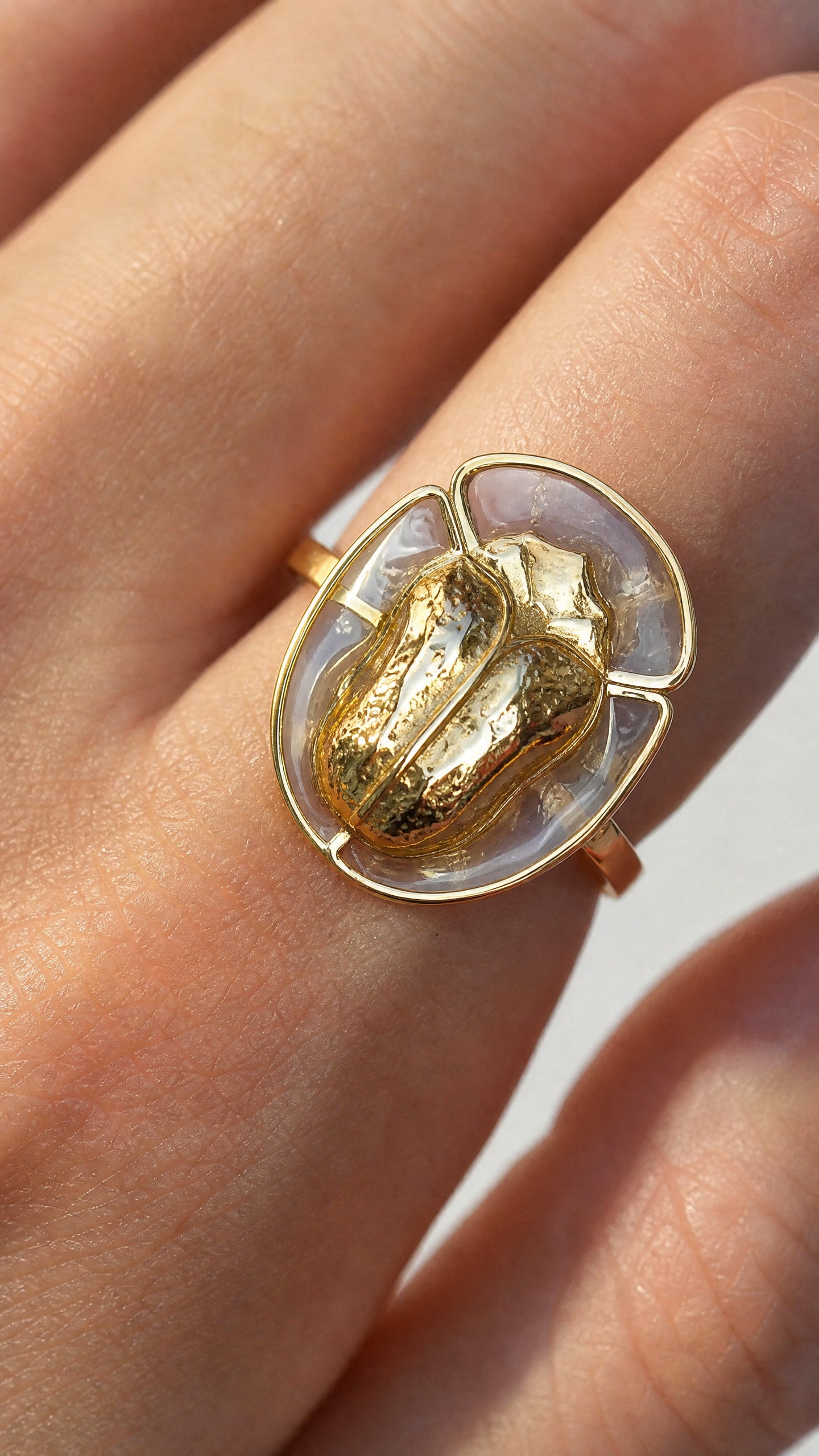 Tortoise Beetle Ring — Plique‑à‑Jour Enamel in Sterling Silver or 14k Gold‑Plated