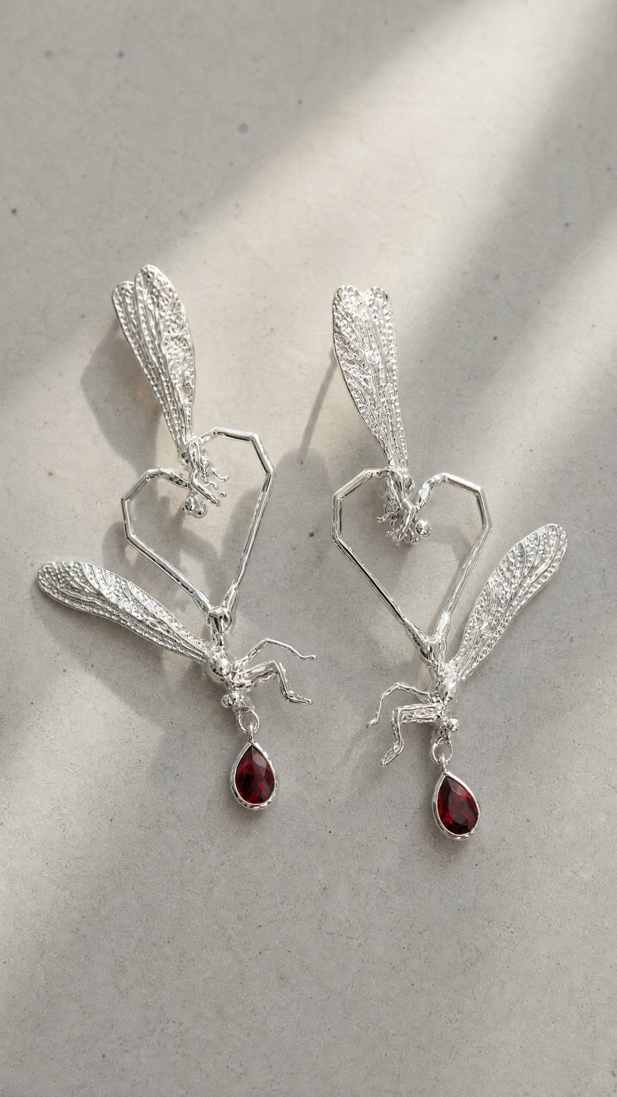 Dragonfly Love Stud Earrings — Sterling Silver | Art Nouveau Inspired Nature Jewelry