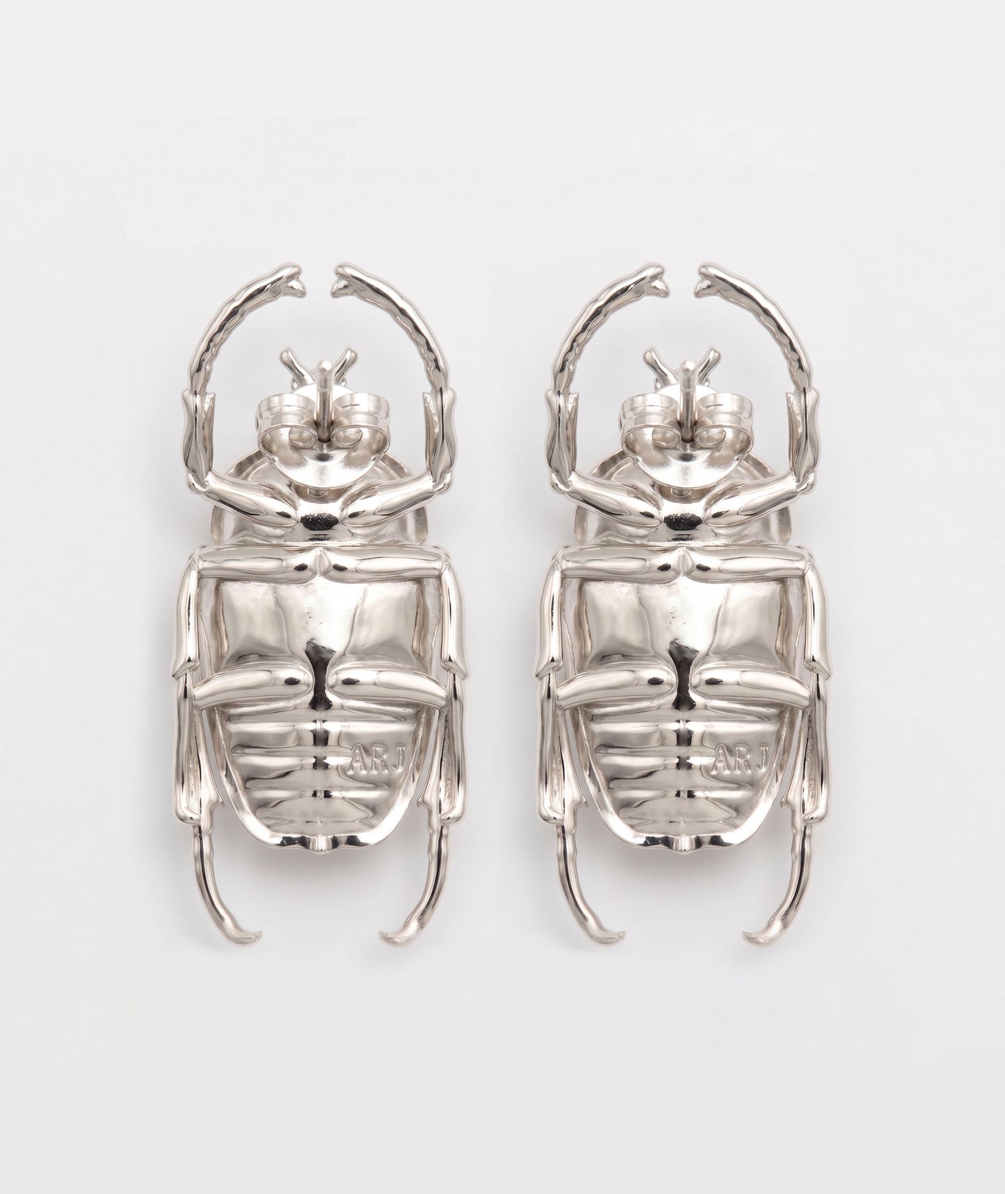 Goliath Beetle Stud Earrings — Sterling Silver or 14k Gold‑Plated with Black & White Enamel