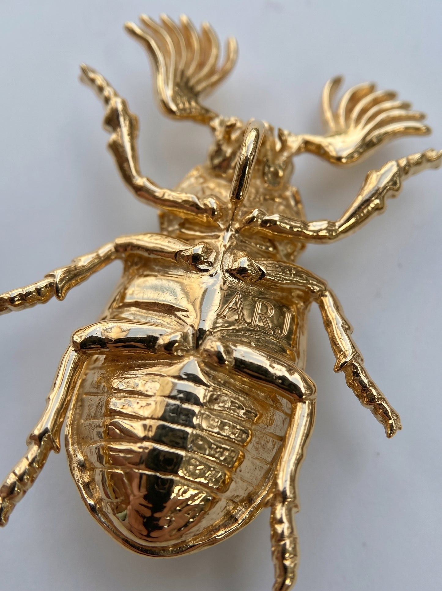 June Bug Pendant — Sterling Silver, 14k Gold‑Plated, Rhodium‑Plated, or Polished Bronze with Bronze & Off‑White Enamel
