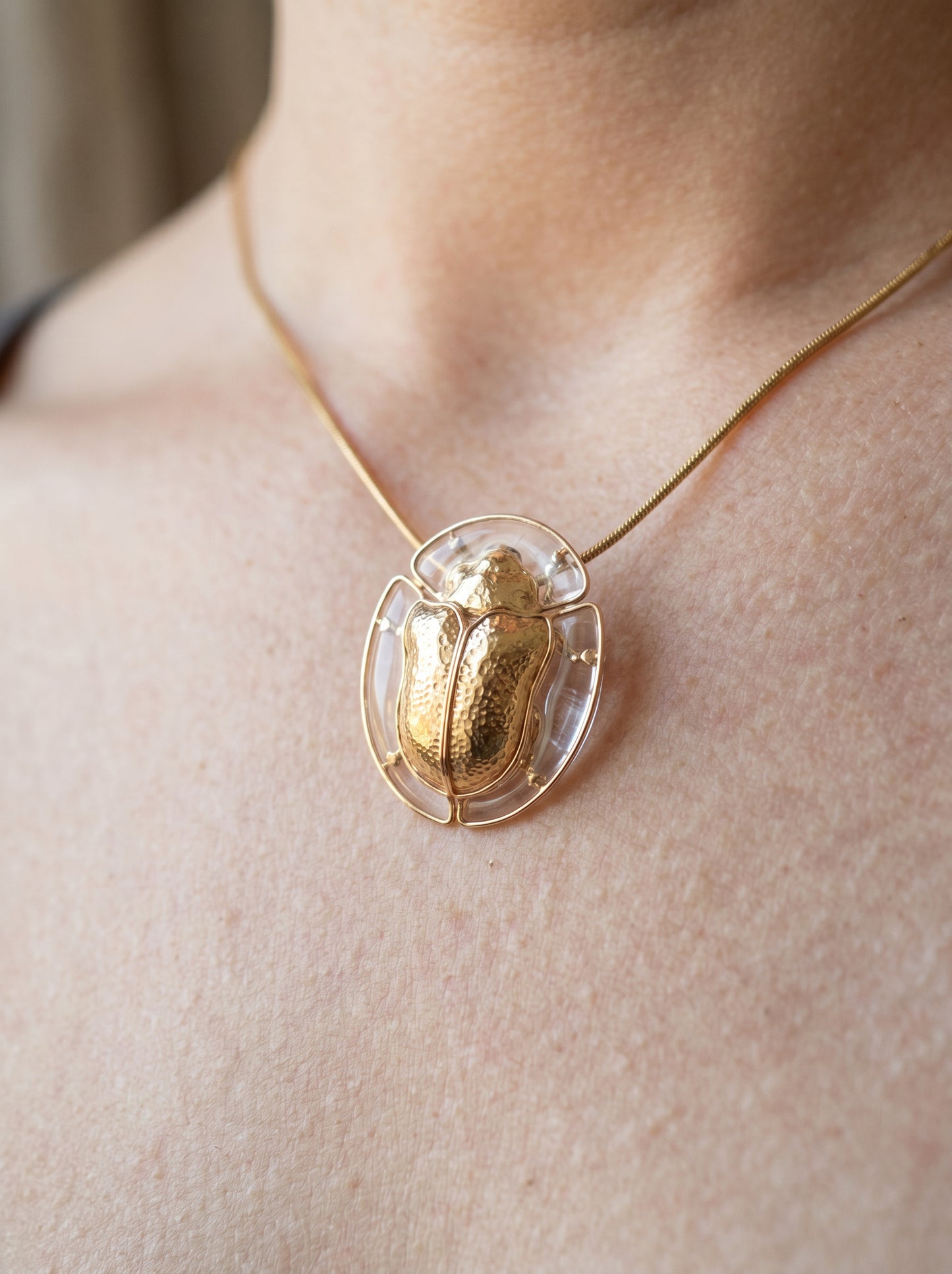 Tortoise Beetle Pendant — Plique‑à‑Jour Enamel in Sterling Silver or 14k Gold‑Plated