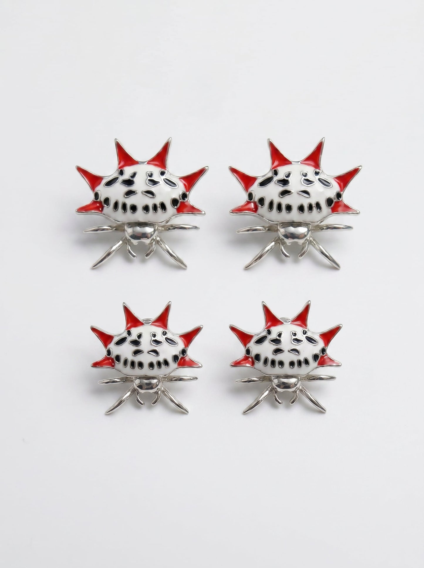 Spiny Orb‑Weaver Stud Earrings – Hand‑Enameled Nature Jewelry