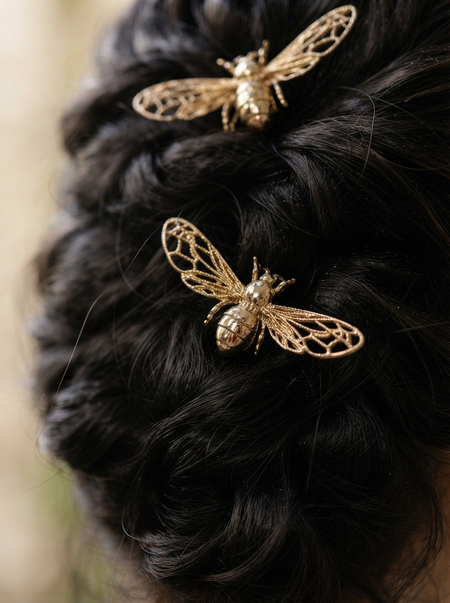 Bee Hair Pin – Gold Silver & Bronze | Handmade Sustainable Jewelry & Eco-Friendly Hair Accessory - Hair accessory