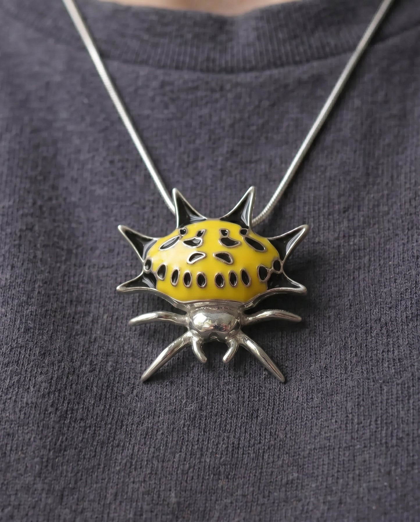 Spiny Orb‑Weaver Pendant — Yellow & Black Edition