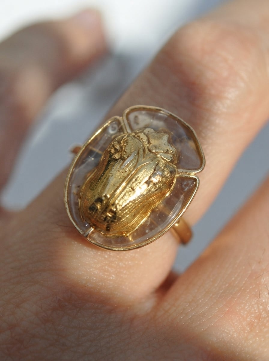 Tortoise Beetle Ring — Plique‑à‑Jour Enamel in Sterling Silver or 14k Gold‑Plated