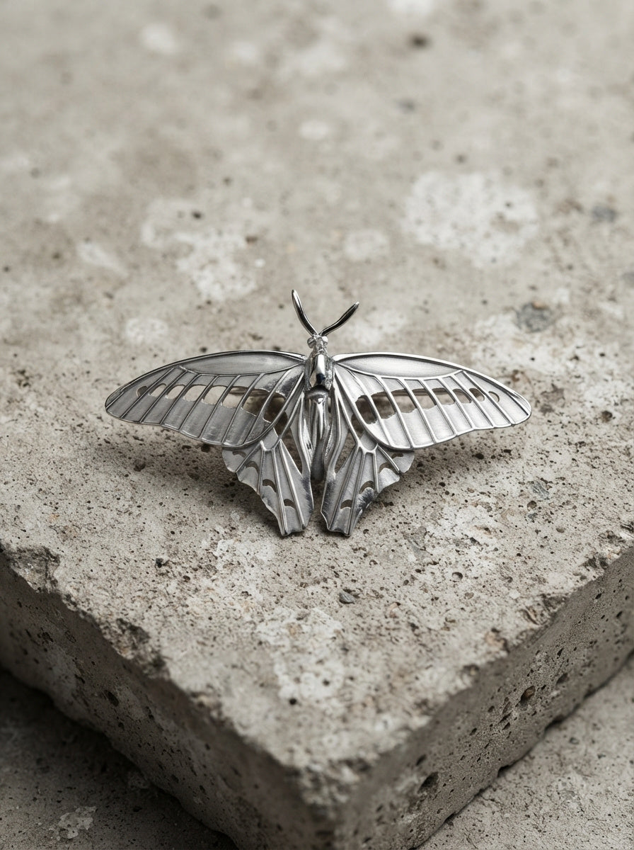 Blue Triangle Butterfly Pendant – Sterling Silver Insect Jewelry