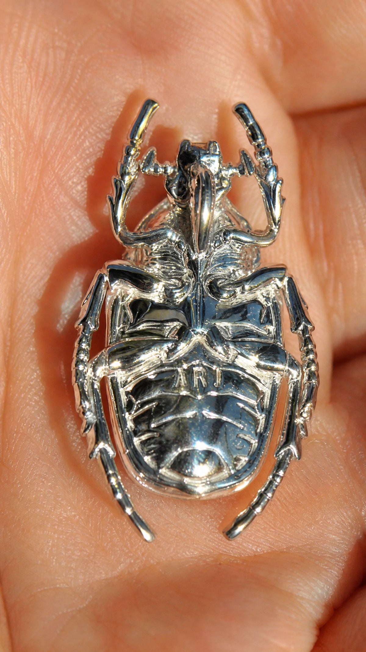 Dark Red Enamel Flower Beetle Pendant – Insect Necklace, Nature Inspired Jewelry