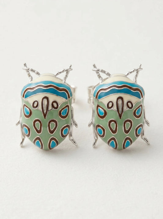 Picasso Bug Earrings — Sterling Silver + Enamel or Rhodium‑Plated + Enamel