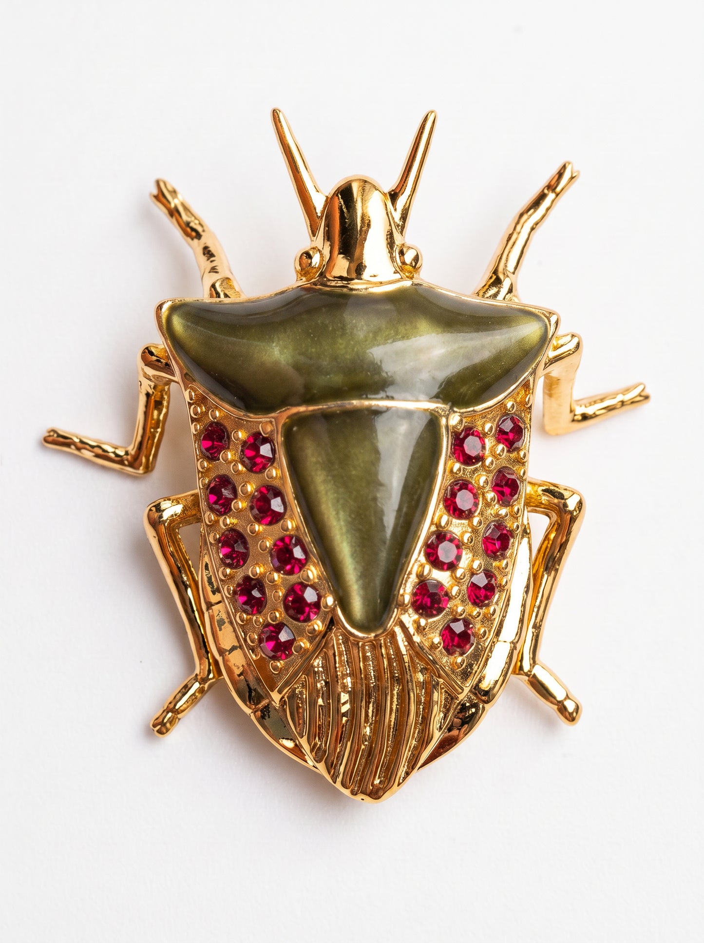 Stink Bug Pendant • Deep Green Enamel • Matte or Pearlescent