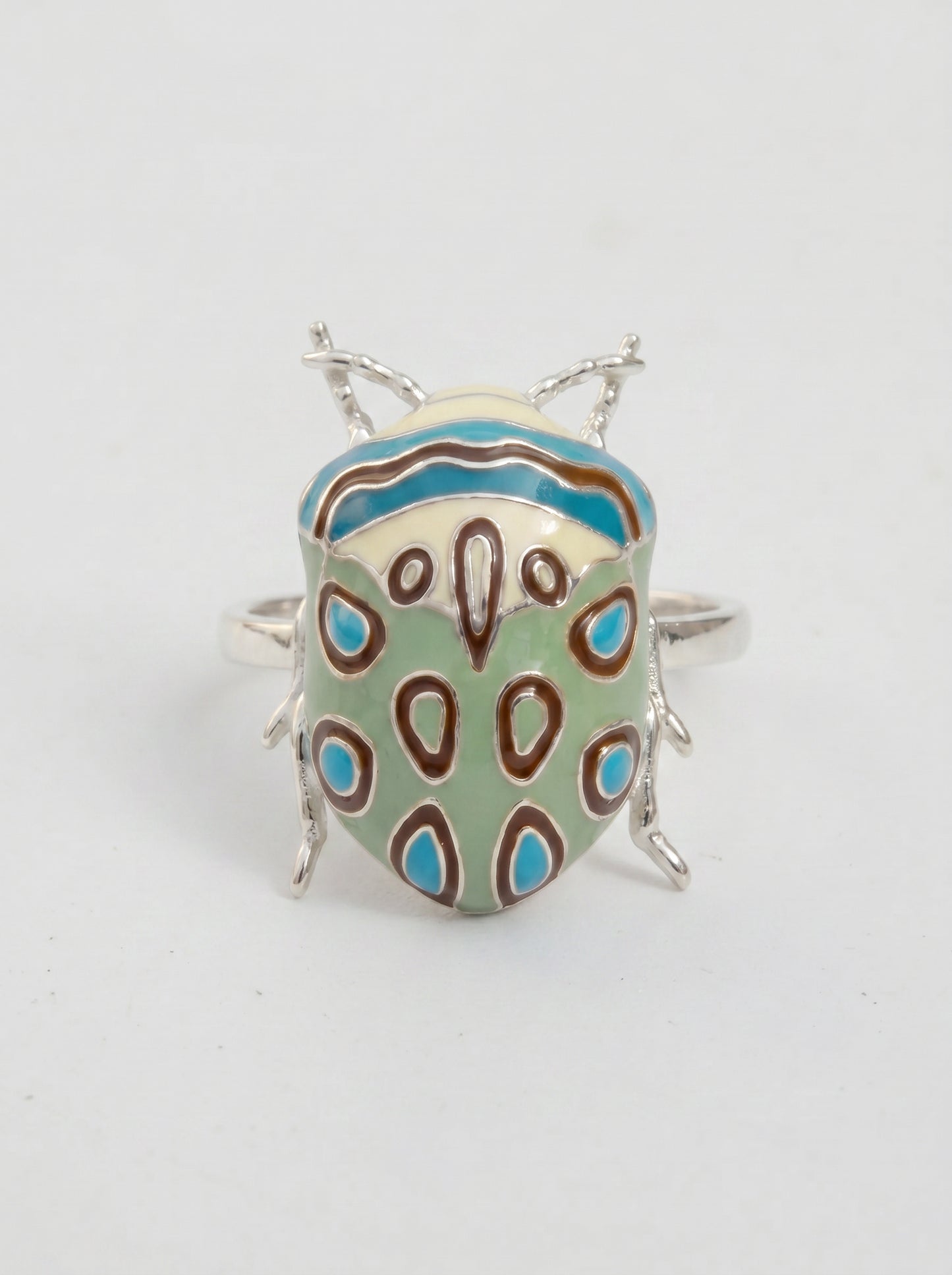 Picasso Bug Ring — Sterling Silver + Enamel or Rhodium‑Plated + Enamel