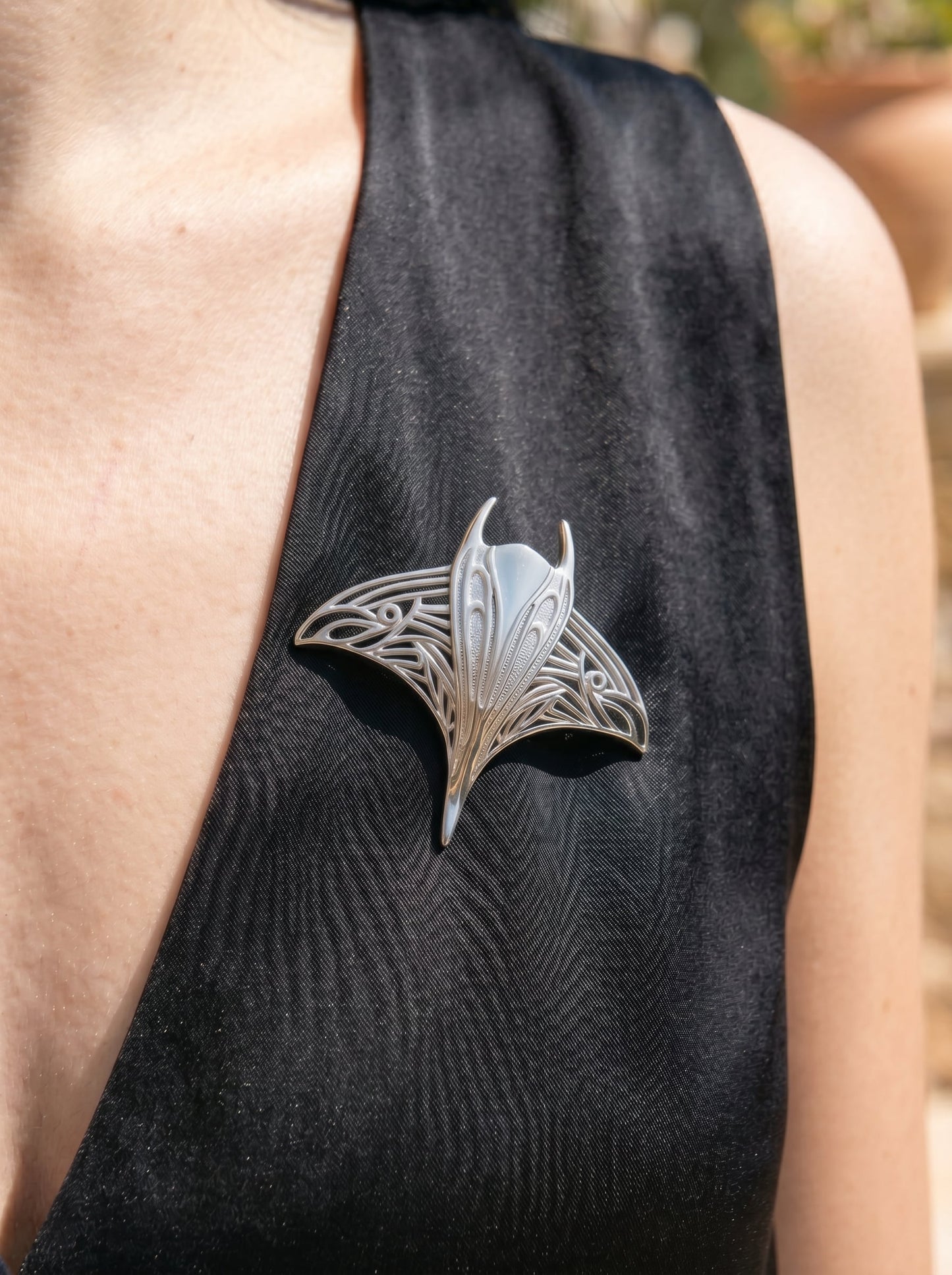 Manta Ray Brooch | Sculptural Marine Life Jewelry by Anna Reikher