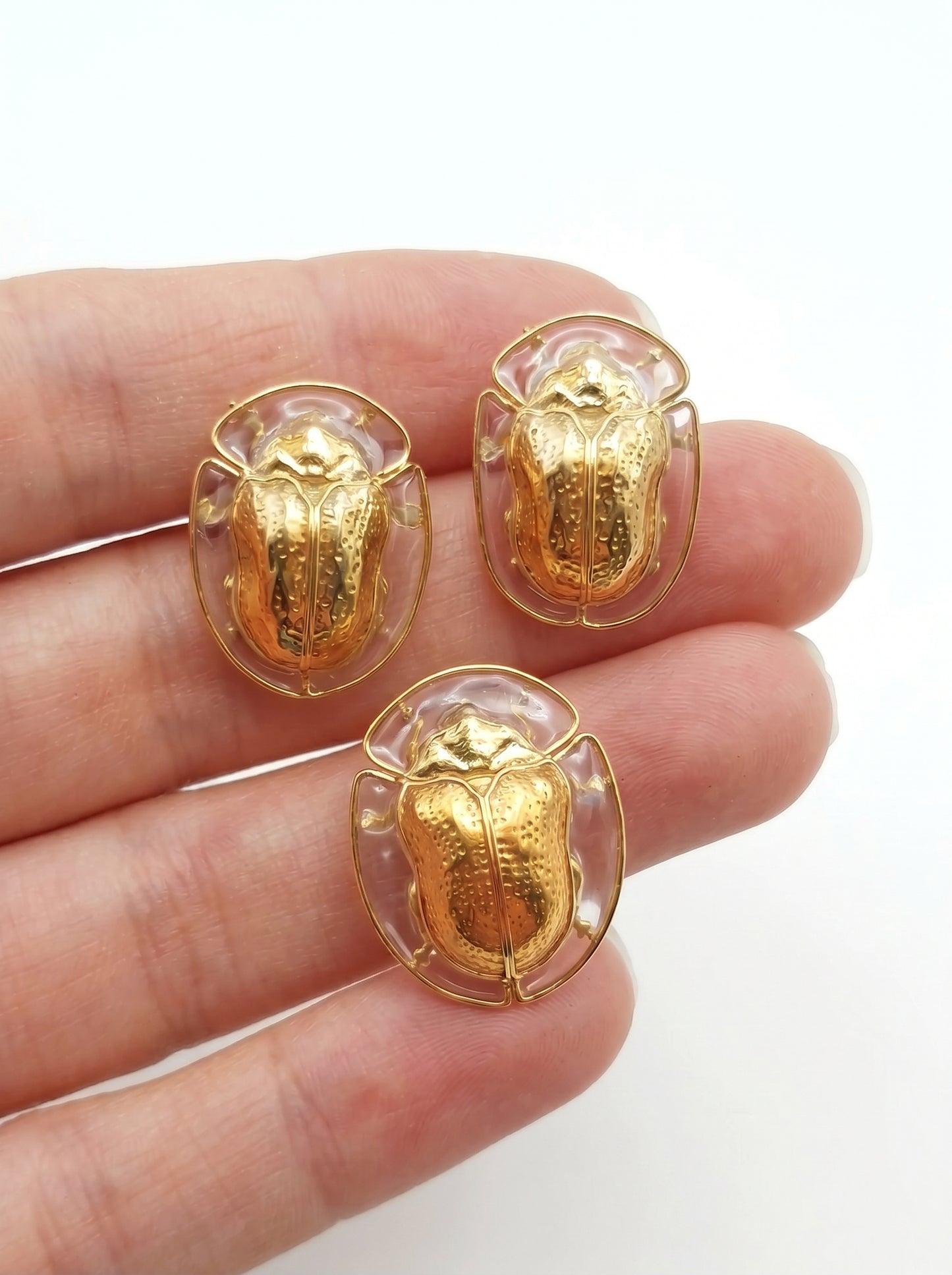 Tortoise Beetle Earrings — Plique‑à‑Jour Glow in Sterling Silver or 14k Gold‑Plated