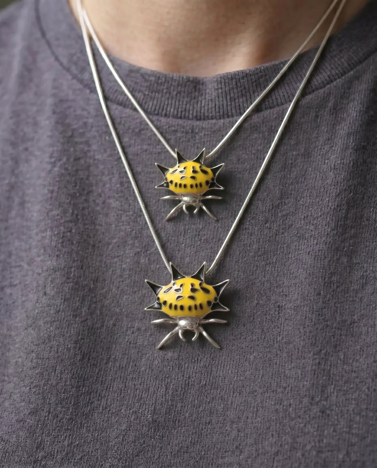 Spiny Orb‑Weaver Pendant — Yellow & Black Edition