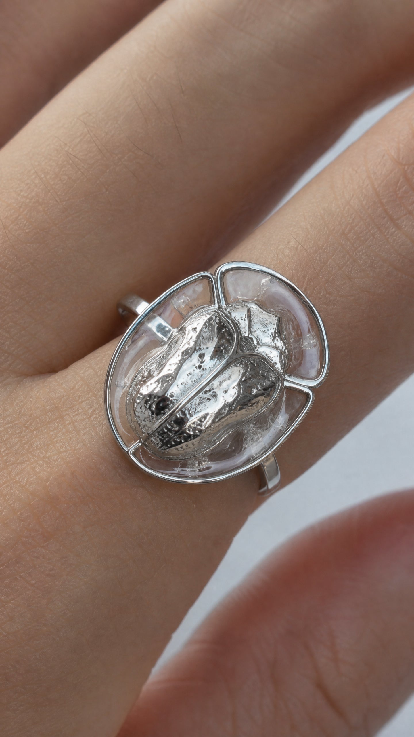 Tortoise Beetle Ring — Plique‑à‑Jour Enamel in Sterling Silver or 14k Gold‑Plated