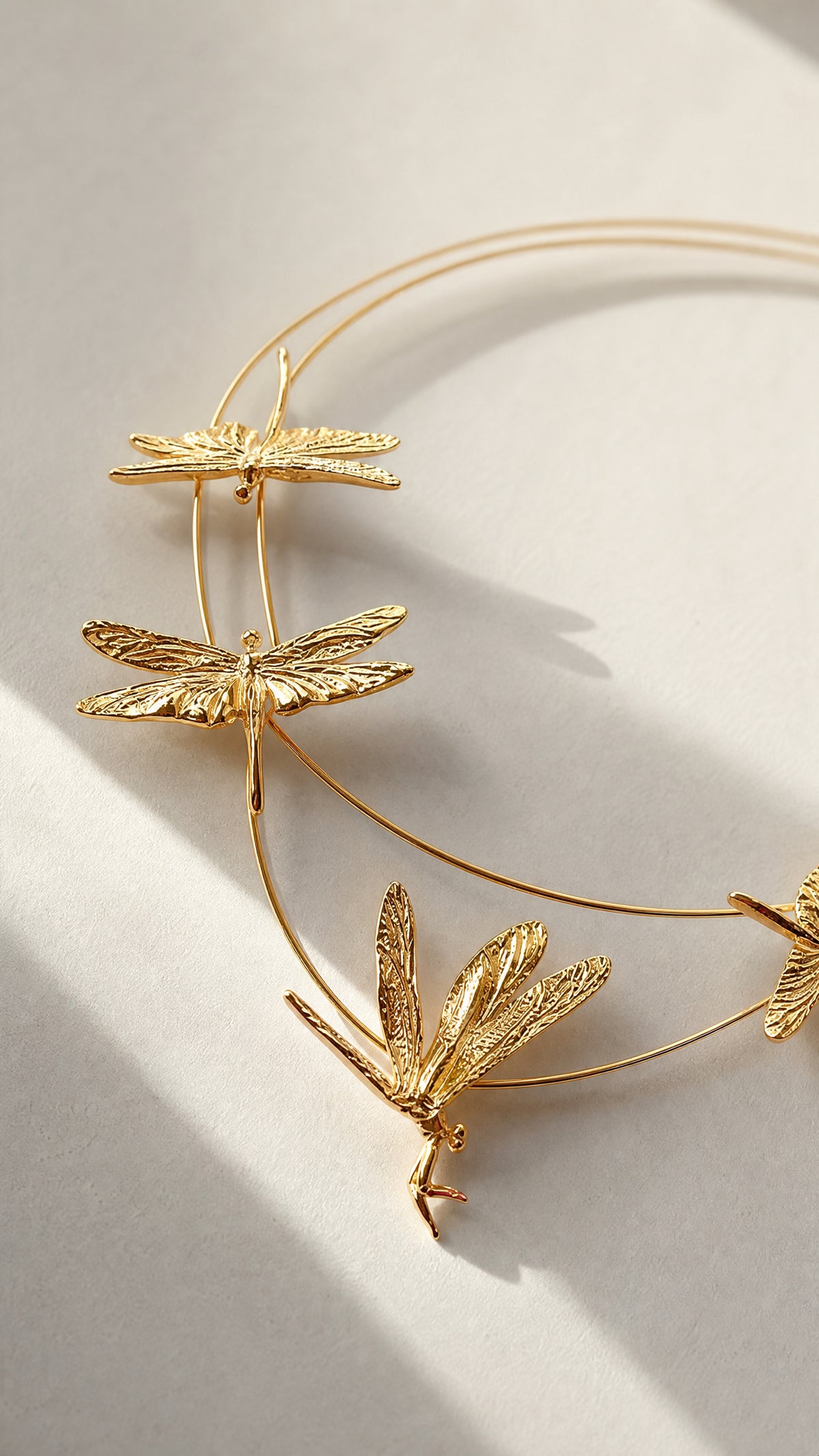 Dragonfly Flight Necklace — Sculptural Multi‑Wire Nature Jewelry in Sterling Silver or Gold