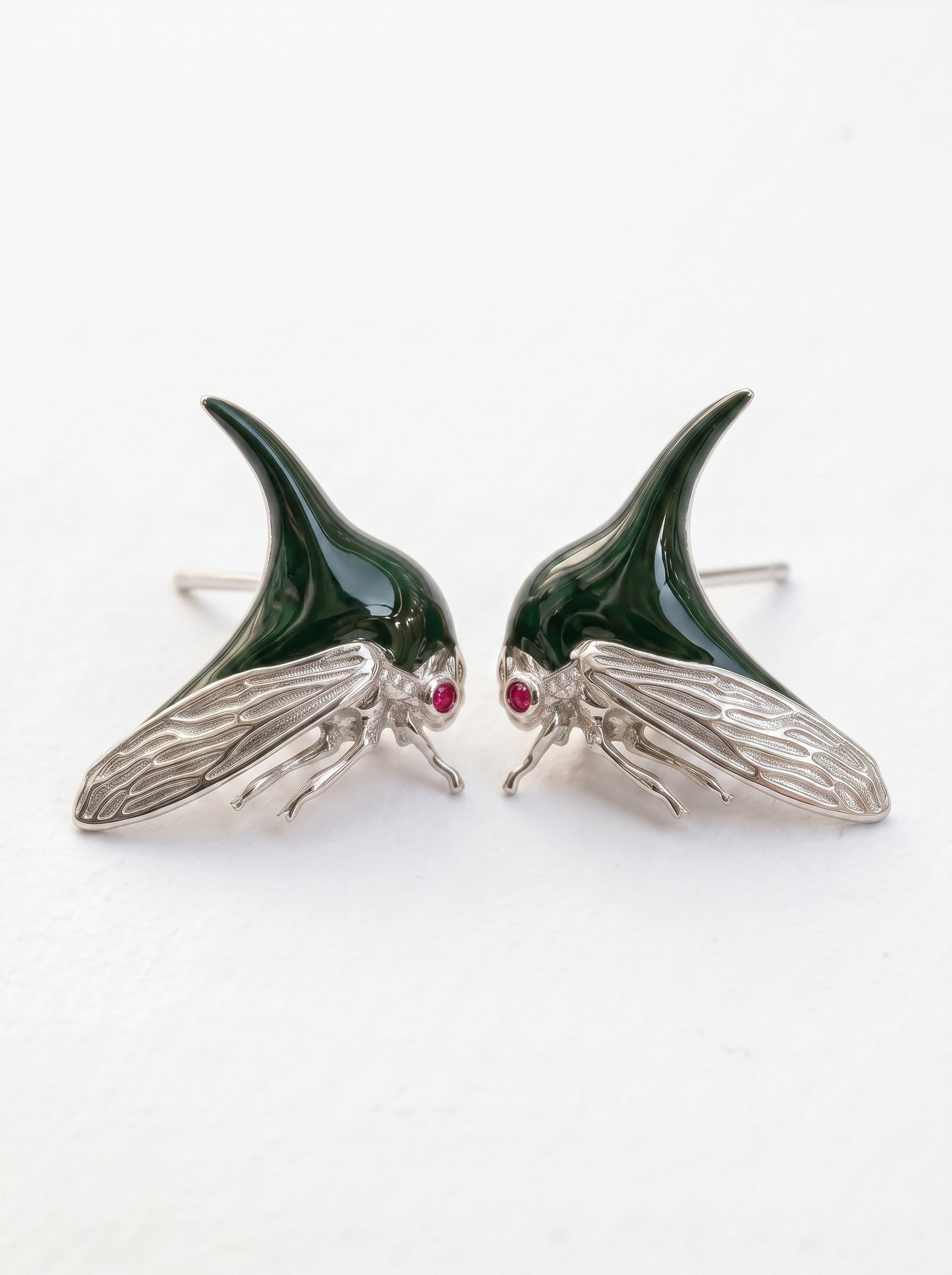 Treehopper Stud Earrings – Deep Green Enamel & Gold‑Plated | Nature‑Inspired Insect Jewelry - Earrings