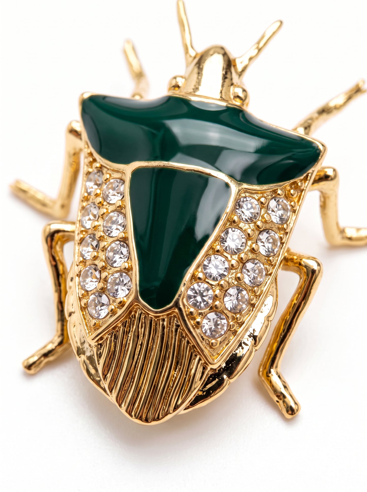 Stink Bug Pendant with Deep Green Enamel • Silver or 14k Gold‑Plated