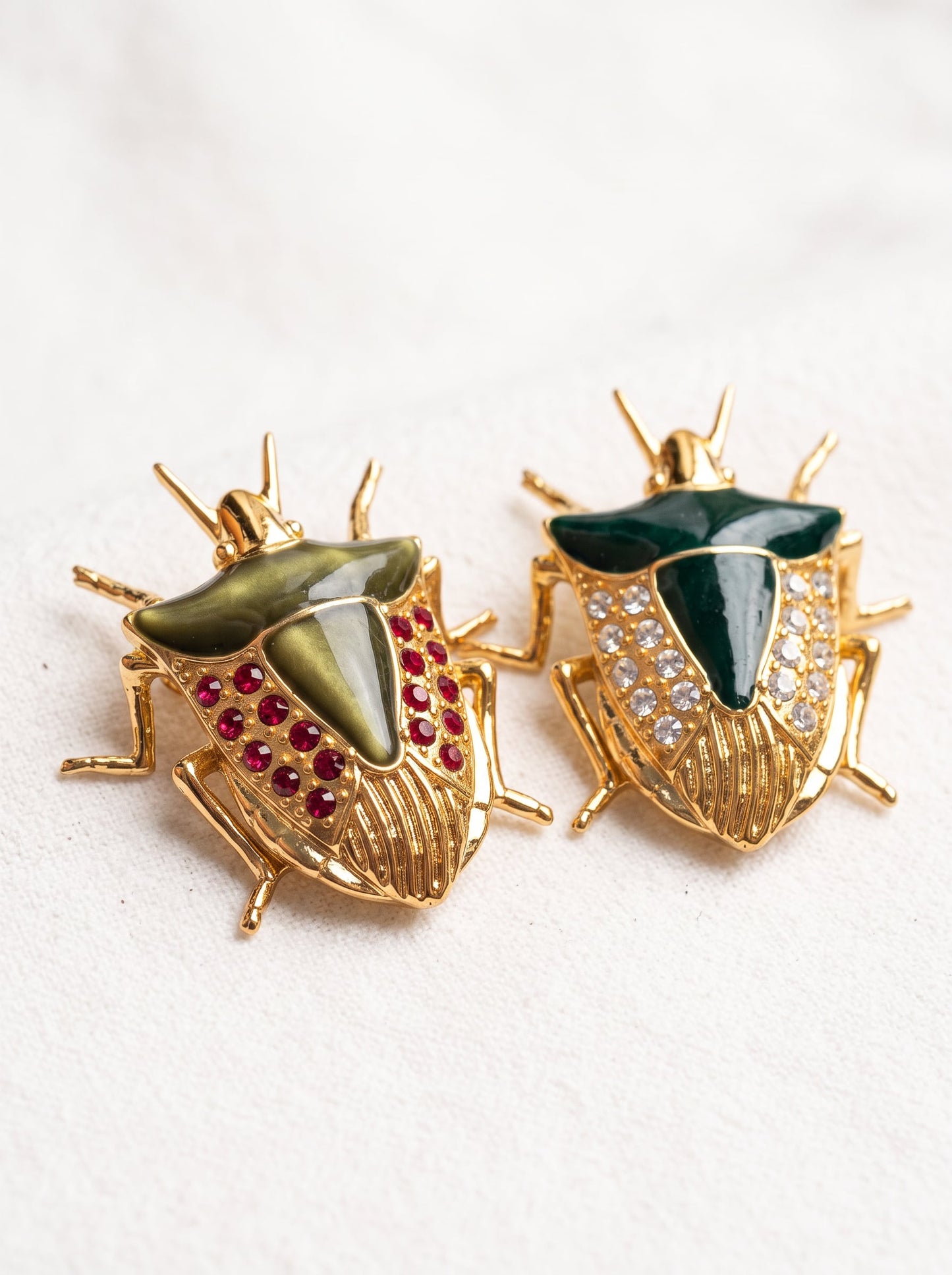 Stink Bug Pendant • Deep Green Enamel • Matte or Pearlescent