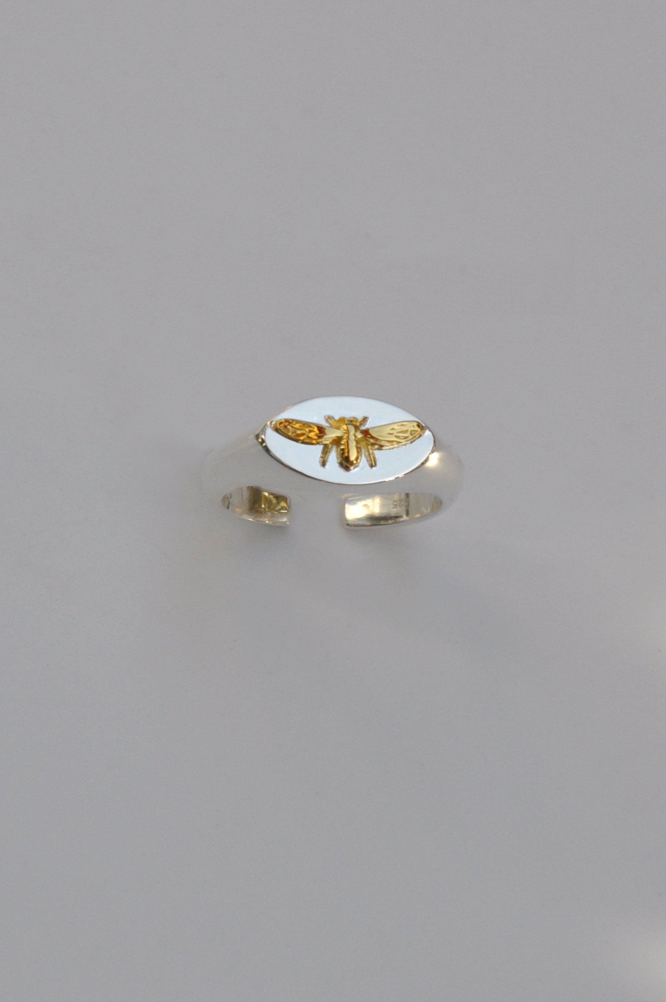 Virgo Bee Zodiac Signet Ring | Sterling Silver & Gold Plated