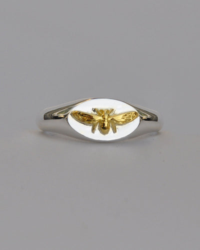 Virgo Bee Signet Ring | Sterling Silver & Gold Plated