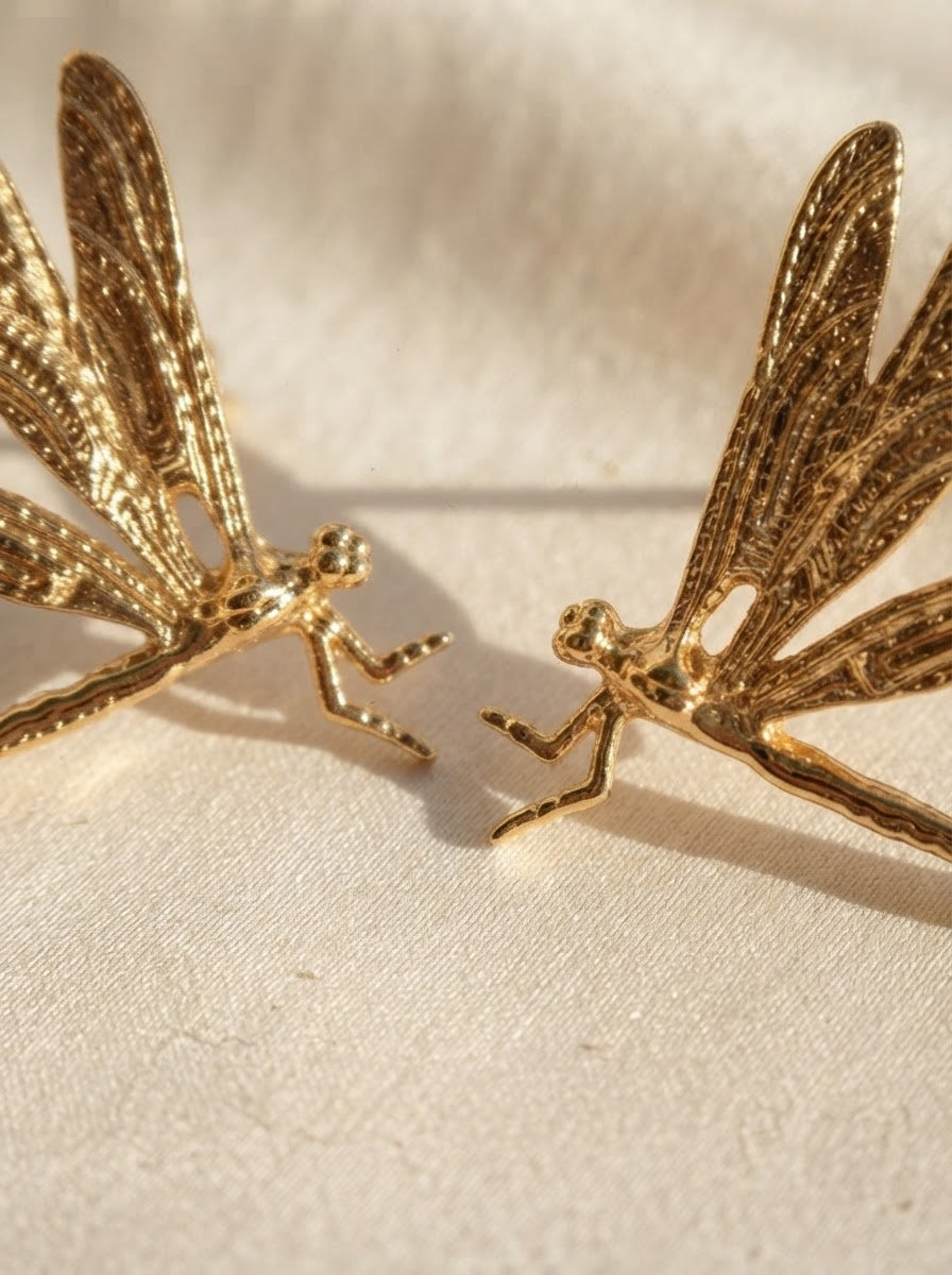 Dragonfly Duet Earrings — Silver, Gold, Rose Gold & Rhodium Finishes