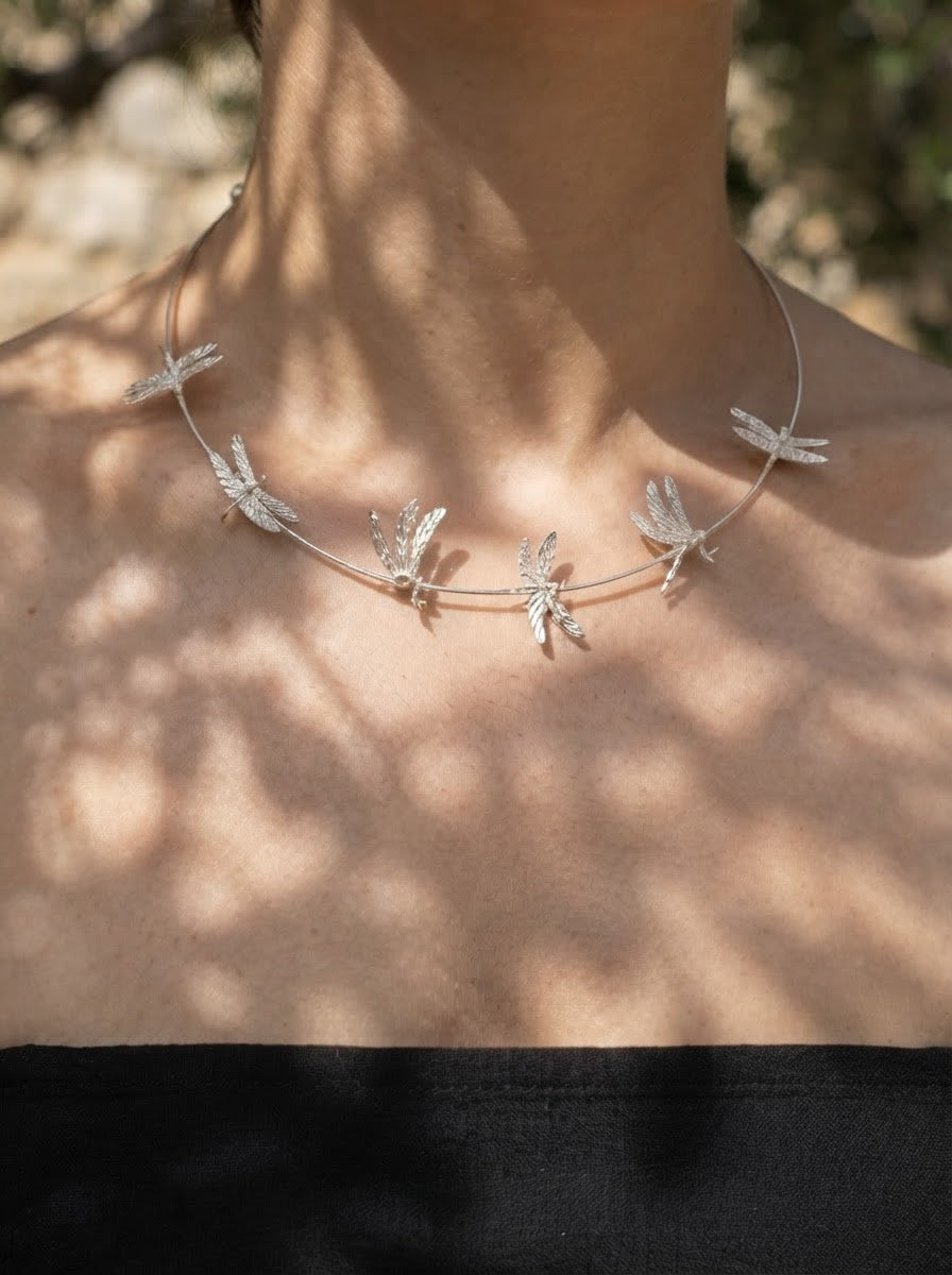Dragonfly Orbit Necklace — Silver, Gold, Rose Gold & Rhodium Finishes